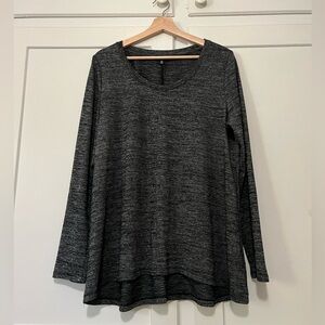 Jones New York Heathered Charcoal Grey Black Hi-Low Knit Top Long Sleeve XL Cozy